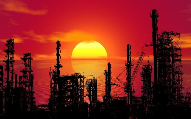Industrial plant at sunset
